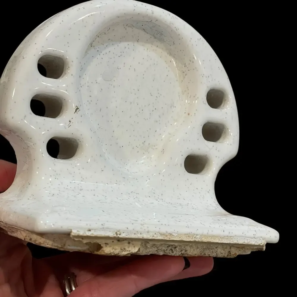Vintage Porcelain Bathroom Wall Mount Toothbrush & Cup Holder 6 Holes FLAW